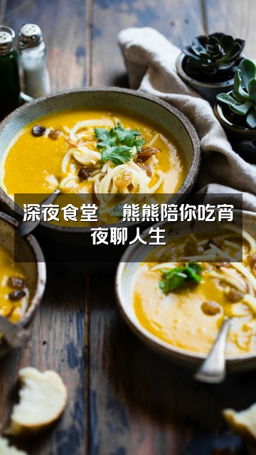 抖音熊熊晚安助眠视频封面：深夜食堂🍜熊熊陪你吃宵夜聊人生